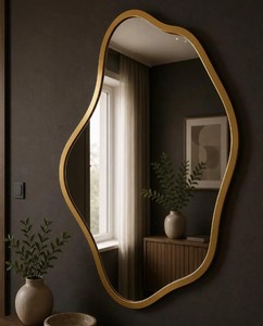 SN HANDICRAFTS Miroir concave en verre encadré style Art Déco avec écran LED, installation sur pied - Product Image 1