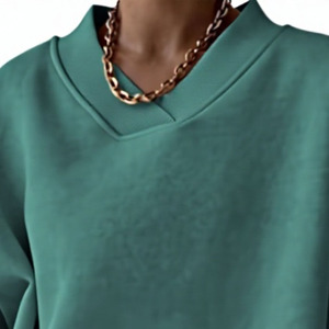 Sudadera Unisex de Felpa de Poliéster/Algodón, Corte Regular, Cuello en V, Tejida, con Logotipo Bordado Personalizado en la Parte Delantera, para Invierno - Product Image 2