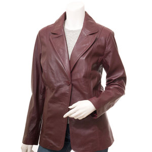 Women Real <b>Leather</b> <b>Jacket</b> Custom Fashion Factory Direct Women's Genuine <b>Leather</b> <b>Blazer</b> Turn-down Collar Full Sleeve - Product Image 1