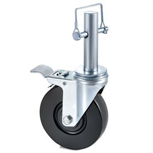 Set di 4 Ruote Girevoli in Gomma per Impalcature, Resistenti, 5 Pollici, con Doppio Blocco, Stelo Rotondo Solido da 1 Pollice, Capacità 280 Libbre per Ruota - Product Image 4