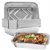Boîte à lunch rectangulaire en aluminium jetable de qualité alimentaire, légère, 8 pouces, avec bord de verrouillage, 200 ml, emballage sous blister, conteneur de stockage