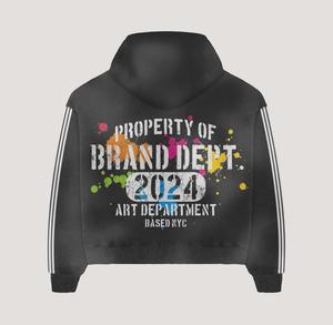 Nouvel ensemble pantalon et sweat à capuche personnalisé 2026 avec strass et impression sérigraphiée, style vintage, qualité supérieure, grammage lourd, couleur unie - Product Image 3