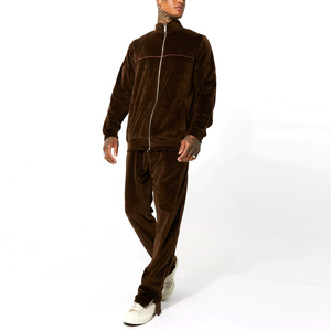 <b>Mens</b> <b>Velvet</b> Velour Winter Tracksuit Premium 2PCS Full Zip <b>Jacket</b> Sweatpants Breathable Solid Acid Wash Casual Fleece Adjustable - Product Image 1