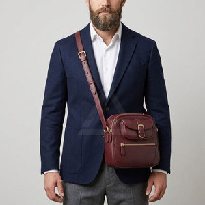 Men's <b>Leather</b> Crossbody <b>Bag</b> Casual Shoulder <b>Bag</b> Compact Travel <b>Messenger</b> Purse With Adjustable Strap For Everyday Outdoor Use - Product Image 5