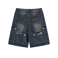 Shorts en jean décontractés pour hommes, coupe droite ample, style streetwear, délavés, respirants, avec fermetures éclair – Vente en gros