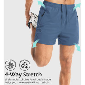 Pantalones cortos deportivos para hombre de alta calidad, cómodos, 100% algodón, transpirables, elásticos en 4 direcciones, con impresión de logotipo personalizado. - Product Image 3