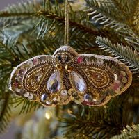 Élégante Décoration de Noël Traditionnelle en Velours Perlé en Forme de Cygne, Ornements Suspendus Faits Main en Textile, Forme d'Oiseau, 4 pouces