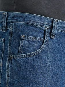 Shorts de Mezclilla para Hombre, Lavado Medio, Cintura Media, Pierna Recta, Casuales, de Verano, Algodón Transpirable, con Bolsillos - Product Image 6