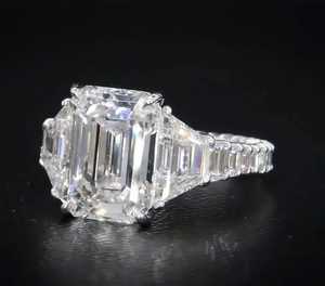 Gorgeous 3Ct Emerald Cut White Moissanite Sparkly Full Eternity Ring Original 925 Sterling Silver Wedding Bridle Proposal Gift - Product Image 5