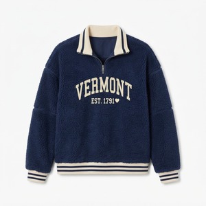 เสื้อสเวตเชิ้ตผู้หญิงสีเทา California Est 1850 พิมพ์ลายตัวอักษร ผ้าฟลีซ ซิป ¼  คอปกพับ แขนยาว สไตล์ฤดูใบไม้ร่วง - Product Image 2