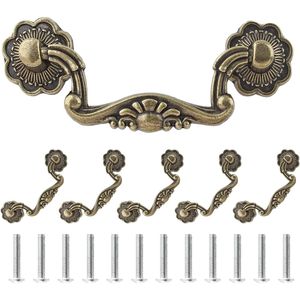 6 Pcs 3 Inch Antique <b>Bronze</b> Bail Handle <b>Drop</b> Pulls Vintage <b>Drop</b> Bail Drawer Pulls Cabinet Pull Handles 4\" Total Length 3\" Hole - Product Image 1