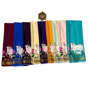 Sari en soie de style Banarasi bleu royal élégant avec bordure dorée – Idéal pour les fêtes et les mariages - Product Image 5