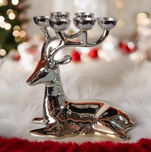 Christmas Reindeer Tea Light Holder Iron Die Cutting Printing Home Decoration Heat Resistant Votive Candle Holder Black <b>White</b> - Product Image 5