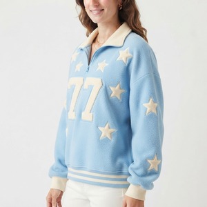 เสื้อสเวตเตอร์ผู้หญิงลายทางสีลาเวนเดอร์พิมพ์ลาย Happy คอปกพับ แขนยาว ซิป ¼ ตัว สไตล์ลำลอง ผ้าถัก สำหรับใส่ในฤดูใบไม้ผลิ - Product Image 6