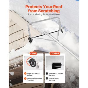 Rastrello da Neve Leggero con Lama in Alluminio da 18,5 Pollici e Ruote Raschiatrici Regolabili da 5,2-30 Piedi, Strumento Efficiente per la Rimozione della Neve - Product Image 5