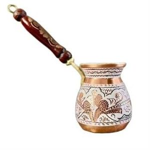 Cezve Ibrik turque en cuivre émaillé peint à la main, motif floral, fait main, pour cuisinière, chauffe-lait - Product Image 3