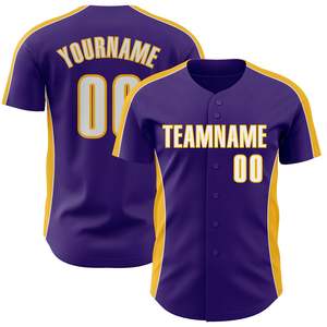 <b>Elite</b> Purple Yellow Baseball Uniform Premium Polyester Team Apparel Custom Design OEM ODM Manufacturer Wholesale - Product Image 1
