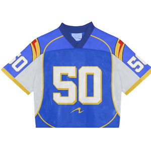 Camiseta de béisbol de malla de poliéster personalizada al por mayor, con estampado de rayas, estilo oversize, cuello en V, corta, transpirable, para fútbol. - Product Image 1