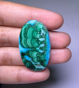 Lot de cabochons en pierre de chrysocolle malachite naturelle - Pierres précieuses en gros, lot de pierres précieuses en vrac et bijoux - Product Image 1