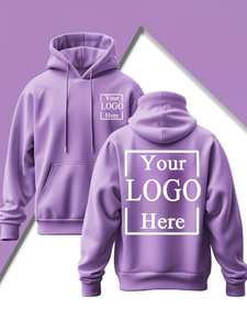 Custom Logo Purple Hoodie 100% Cotton Fleece Unisex Regular Fit Casual Autumn Wear Heat Transfer Printed made in bangladesh - Product Image 2
