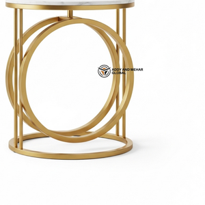 Nordic Style Gold Wire Hourglass <b>Stool</b> Elegant Marble Top Vanity <b>Stool</b> Contemporary Ring Base Accent <b>Table</b> for Boutique Interior - Product Image 5