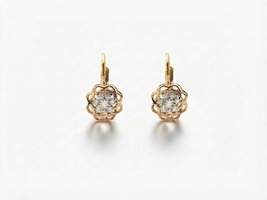 14K Yellow Gold Lab Grown Diamond Cluster Flower Lever back <b>Earrings</b> <b>Fine</b> Jewelry Gift For Women Girls Anniversary Birthday Gift - Product Image 3