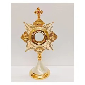 Monstranza de Latón Elegante, Monstranza Sagrada para Oración, Decoración Religiosa para Capilla y Uso en Servicios Religiosos - Product Image 3