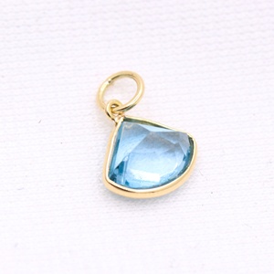 Wholesale 14K Solid Yellow Gold Natural London Blue <b>Topaz</b> Fancy Cut Bezel Set Pendant Fine Jewelry Memoria Jewels - Product Image 2