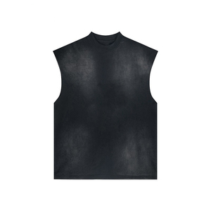 Débardeur tricoté décontracté personnalisé, grammage lourd 280 grammes, vierge, coupe oversize, délavé à l'acide, vintage, écologique, sans manches pour homme - Product Image 3