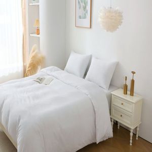 Ensemble de housse de couette Queen Size 3 pièces, couleur unie, avec 1 housse de couette et 2 taies d'oreiller, couette non incluse (taille Queen) - Product Image 4