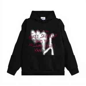 Sudadera con capucha personalizada para hombre, estilo hip hop, con estampado de grafiti americano y bordado. - Product Image 1