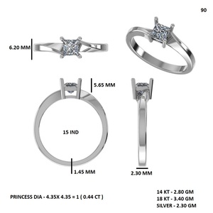 Bague solitaire en diamant de laboratoire taille princesse certifiée IGI, bague de fiançailles en or pour femme - Product Image 6