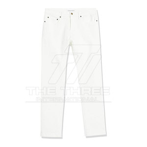 Pantalones Vaqueros de Primera Calidad, 100% Algodón, Tejido de Punto, Corte Recto, Ligeros, Cintura Media, Ajuste Relajado, Elegantes, Cómodos, para Uso Diario, Casuales - Product Image 2