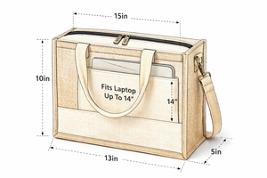 Eco Friendly Jute <b>Tote</b> <b>Bag</b> with Zipper Closure Custom Logo Reusable Shopping <b>Lunch</b> Storage <b>Bag</b> Large Capacity - Product Image 2