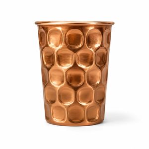 Verre en cuivre martelé pour l'eau potable |   Tasse en cuivre artisanale de qualité supérieure, design traditionnel fait main, logo personnalisé | - Product Image 2