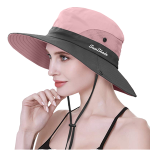 หมวกบอนนี่สำหรับผู้ใหญ่ ใส่ได้ทั้งชายและหญิง สำหรับกิจกรรมกลางแจ้ง พับได้ ระบายอากาศดี ปีกกว้าง ป้องกันรังสียูวี ปักลาย 3 มิติ  ปักลายปักแบบกำหนดเอง สำหรับปั่นจักรยาน 100% - Product Image 1