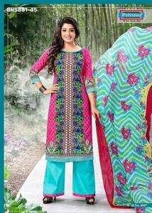 El mejor fabricante de conjuntos de tela de algodón cambray con estampado para salwar-kameez y material de chifón para dupatta, a buen precio, desde India. - Product Image 5