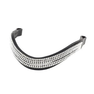 Leather Horse Brow Band With Padded & Small Silver <b>Crystals</b> Work <b>Top</b> Supplier Manufacturer & Wholesaler Saman Exports - Product Image 3
