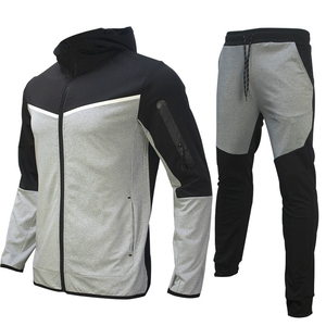 Conjunto Deportivo para Hombre, Gris y Negro, con Capucha, Manga Larga, Estilo Deportivo con Bloques de Color, Transpirable, 100% Algodón Felpa, Cierre con Cordón - Product Image 6