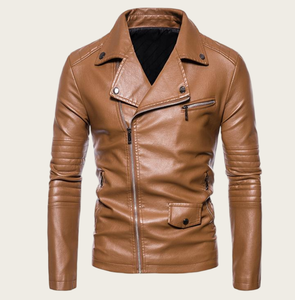 High Quality Wholesale Custom PU Synthetic Leather Business Formal Causal <b>Slim</b> <b>Fit</b> Personalized Windproof Men <b>Jackets</b> - Product Image 5