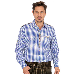 Chemise à carreaux bavaroises pour homme, bleu et blanc, 100% coton, décontractée, lavée, respirante, écologique, pour l'Oktoberfest - Product Image 3