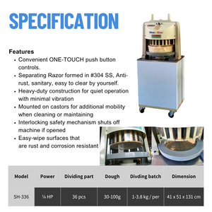 ATLAS STAR Bakery Machine Baking Equipment 36PCS Electric Semi Automatic <b>Bread</b> Dough Cutter Divider Machine for Dough Cutting - Product Image 2