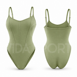 Maillot de bain une pièce haut de gamme en tissu tissé, coupe haute, pour femme, avec logo personnalisé, séchage rapide, respirant, écologique, pour l'été et la plage - Product Image 1