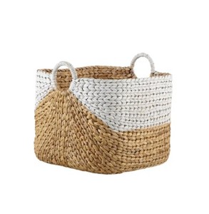 Handwoven Water Hyacinth <b>Storage</b> <b>Basket</b> with Handles – Two-Tone Woven Organizer Bin for <b>Toys</b>, Laundry, Blanket from Vietnam - Product Image 2