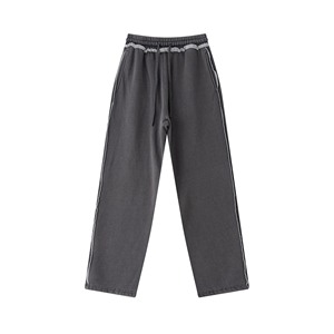Pantalon de survêtement décontracté gris foncé pour homme avec bande latérale, taille élastique et cordon de serrage, en coton tricoté mi-lourd, idéal pour l'automne - Product Image 5