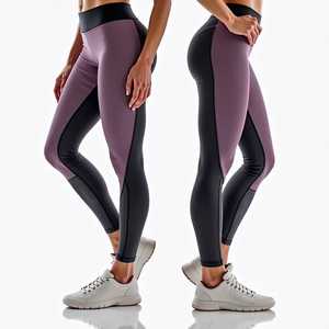 Mid Waist Full-Length Yoga <b>Leggings</b> Solid Pattern Contrast <b>Stitch</b> Pockets Four-Way Stretch Spandex Polyester Windproof - Product Image 4