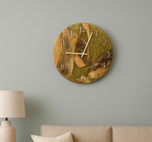 Round Wooden Resin <b>Wall</b> <b>Clock</b> <b>Modern</b> Still Life Pattern Needle Display Quartz Analog Silent Living Room Bedroom Office Decor - Product Image 4