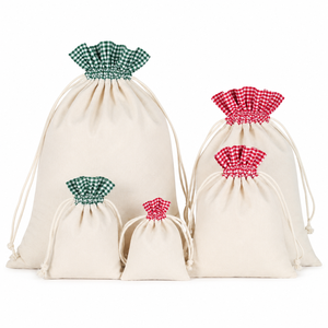 Sac en coton miniature promotionnel en gros avec cordon de serrage |   Petite pochette cadeau artisanale népalaise - Product Image 1