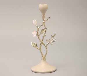 Élégant porte-bougie beige sable avec motif floral pour la décoration de mariage et de la maison - Product Image 3