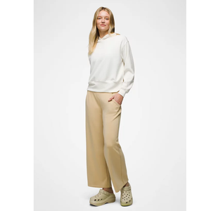 OEM Plain <b>Cream</b> <b>Fleece</b> Hoodie <b>Women</b> Minimalist Crossover Collar Drop Shoulder Pullover Wholesale Custom Made By Twin City - Product Image 3